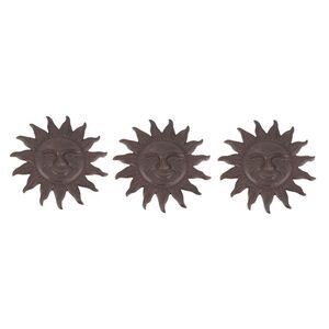 Set of 3 Cast Iron Sun Face Stepping Stones Lawn Garden Decorative Yard Path Art